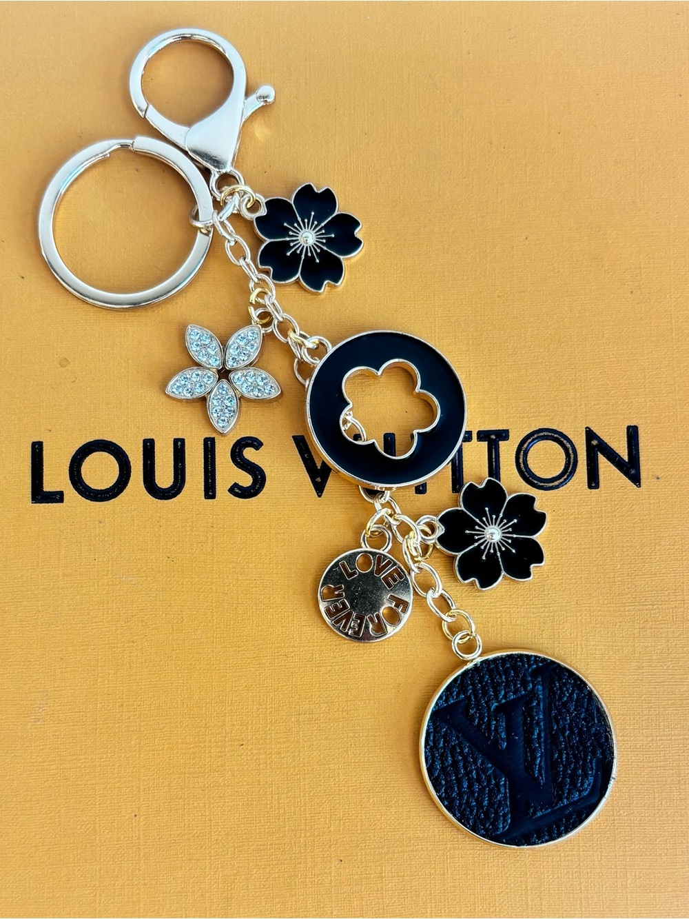 Five Leaf Clover LV Monogram Bag Charm, Keychain, 6 inches